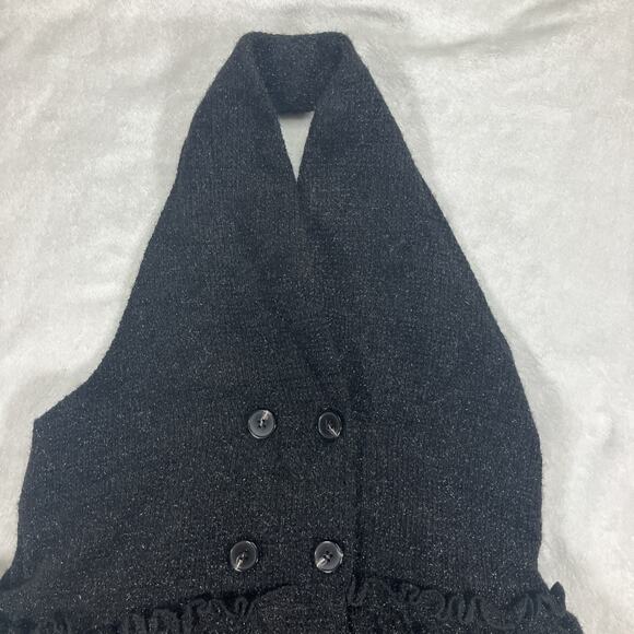 Vintage Minimal Halter Dress Size 12 Pockets Metallic 90s Y2K Whimsygoth - Picture 6 of 13